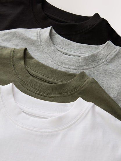 Dsiney Kidz - Black/White/Grey/Khaki Relaxed Fit Short Sleeves T-Shirts 4 Pack (3-16yrs) image 7