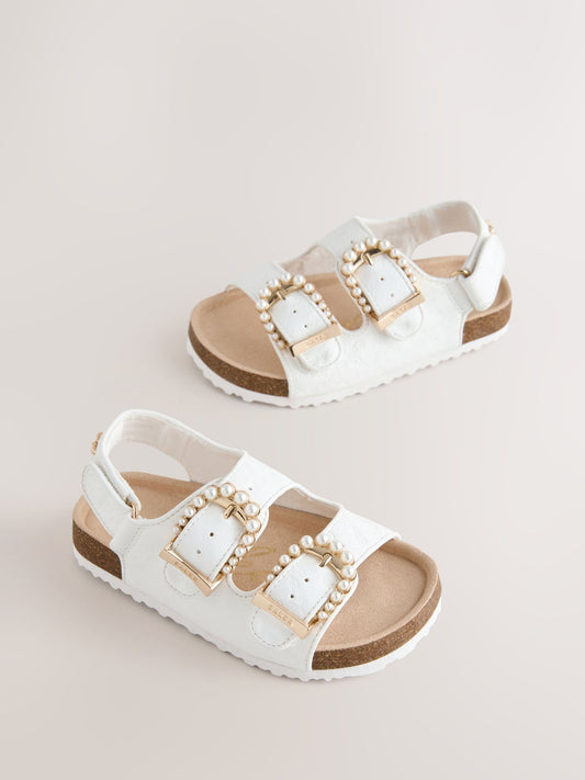 Baker by Ted Baker Natural Raffia Double Buckle Footbed Sandals image 1