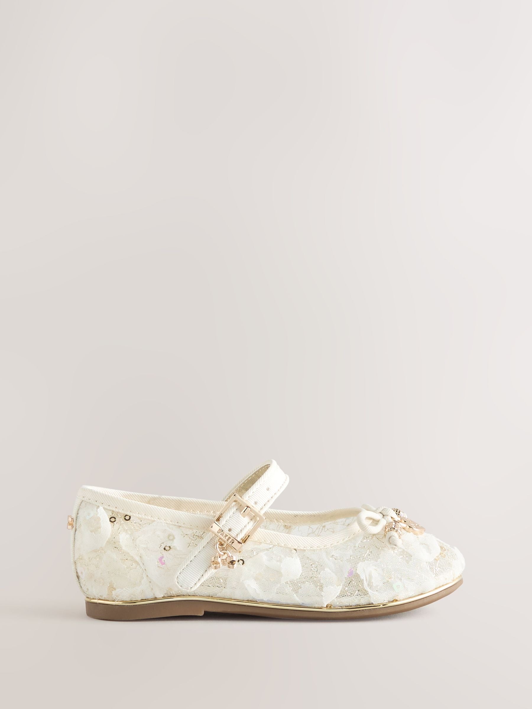 Baker by Ted Baker Cream Embellished Mary Jane Shoes image 3