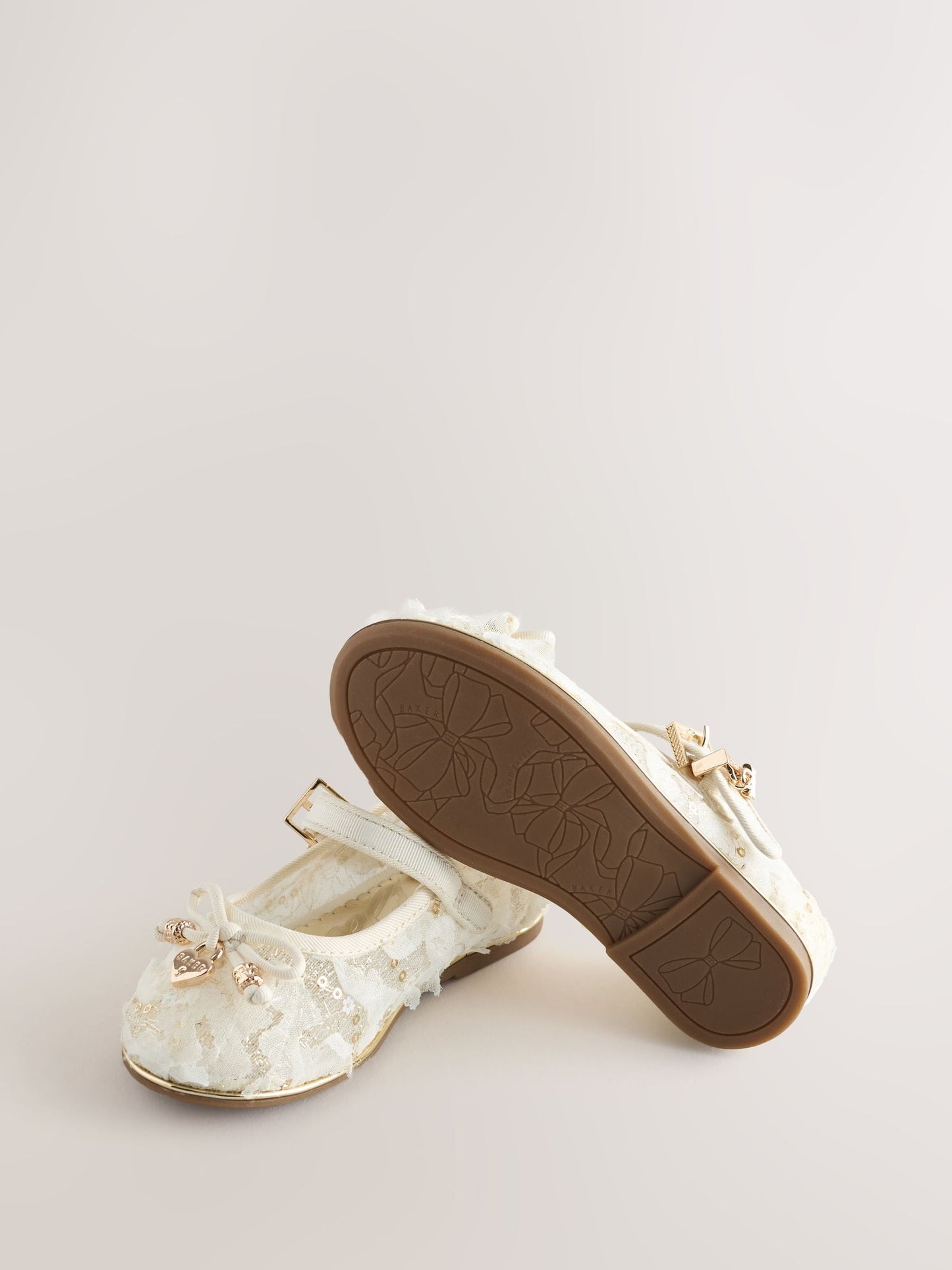 Baker by Ted Baker Cream Embellished Mary Jane Shoes image 4