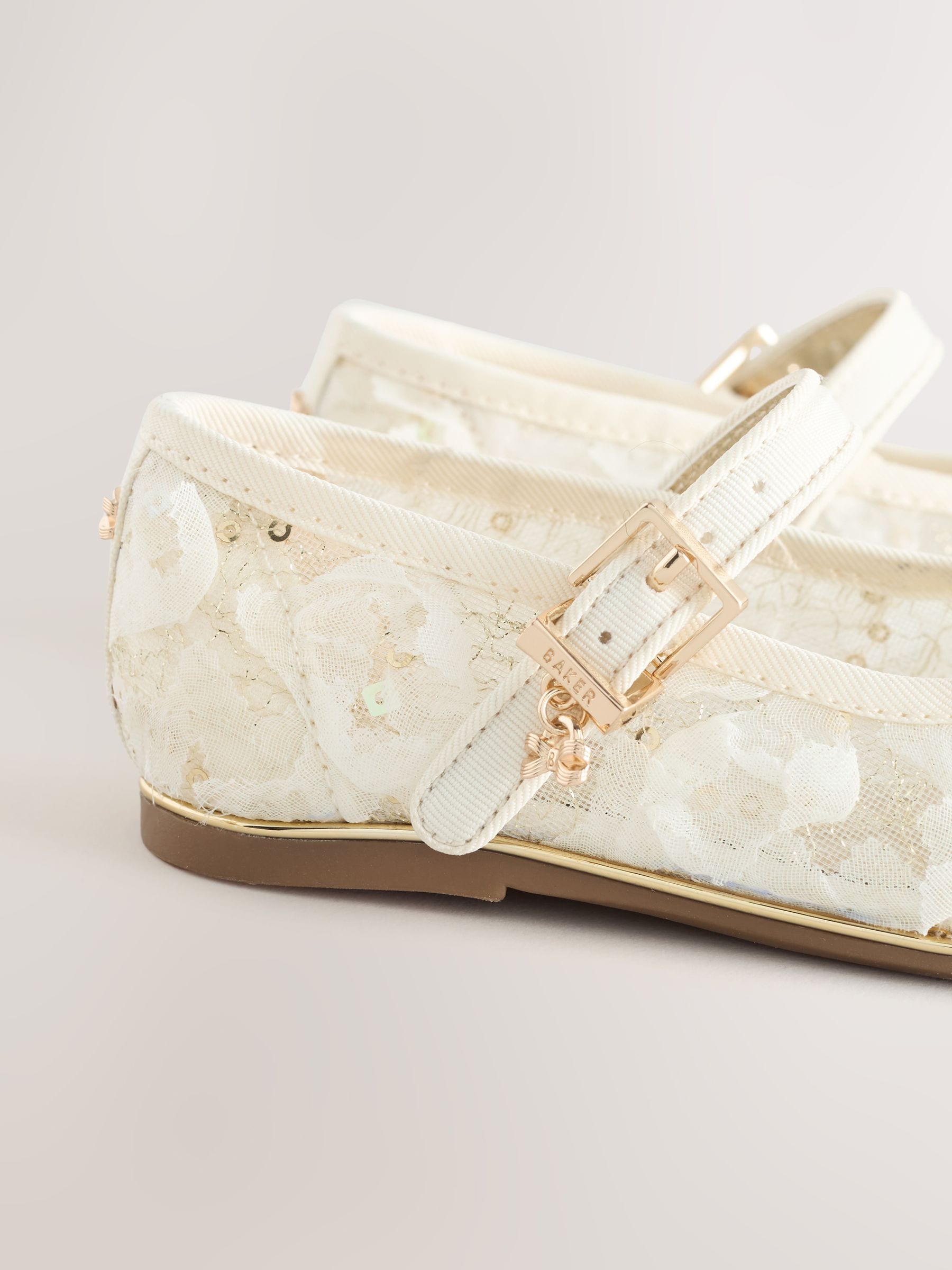 Baker by Ted Baker Cream Embellished Mary Jane Shoes image 6