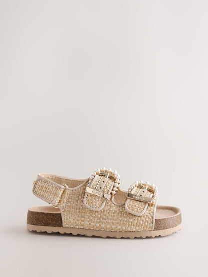 Baker by Ted Baker Natural Raffia Double Buckle Footbed Sandals image 2