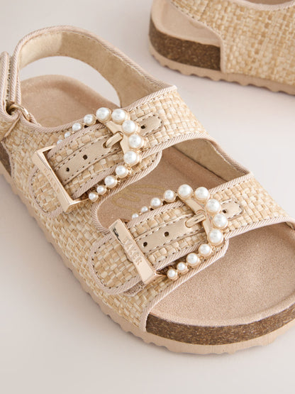 Baker by Ted Baker Natural Raffia Double Buckle Footbed Sandals image 3