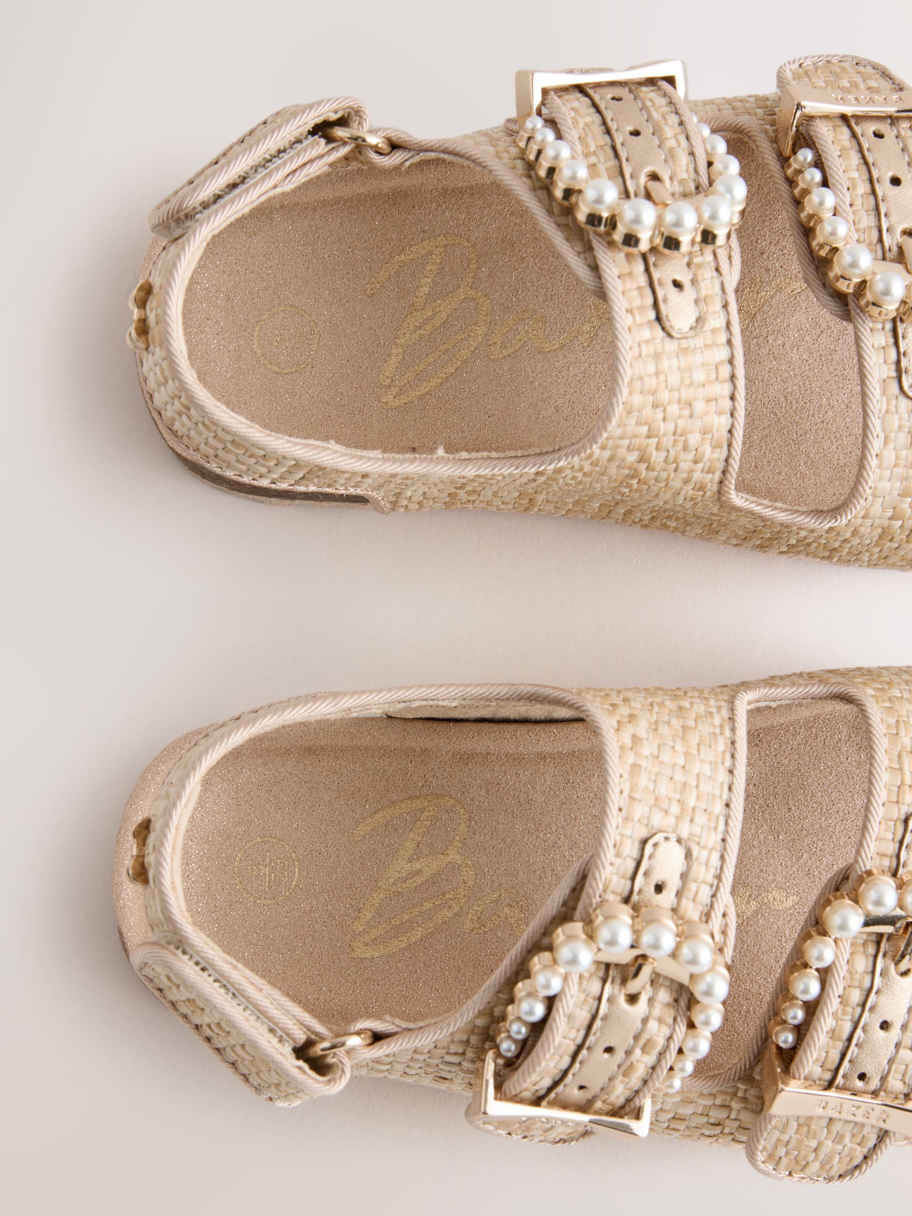 Baker by Ted Baker Natural Raffia Double Buckle Footbed Sandals image 4