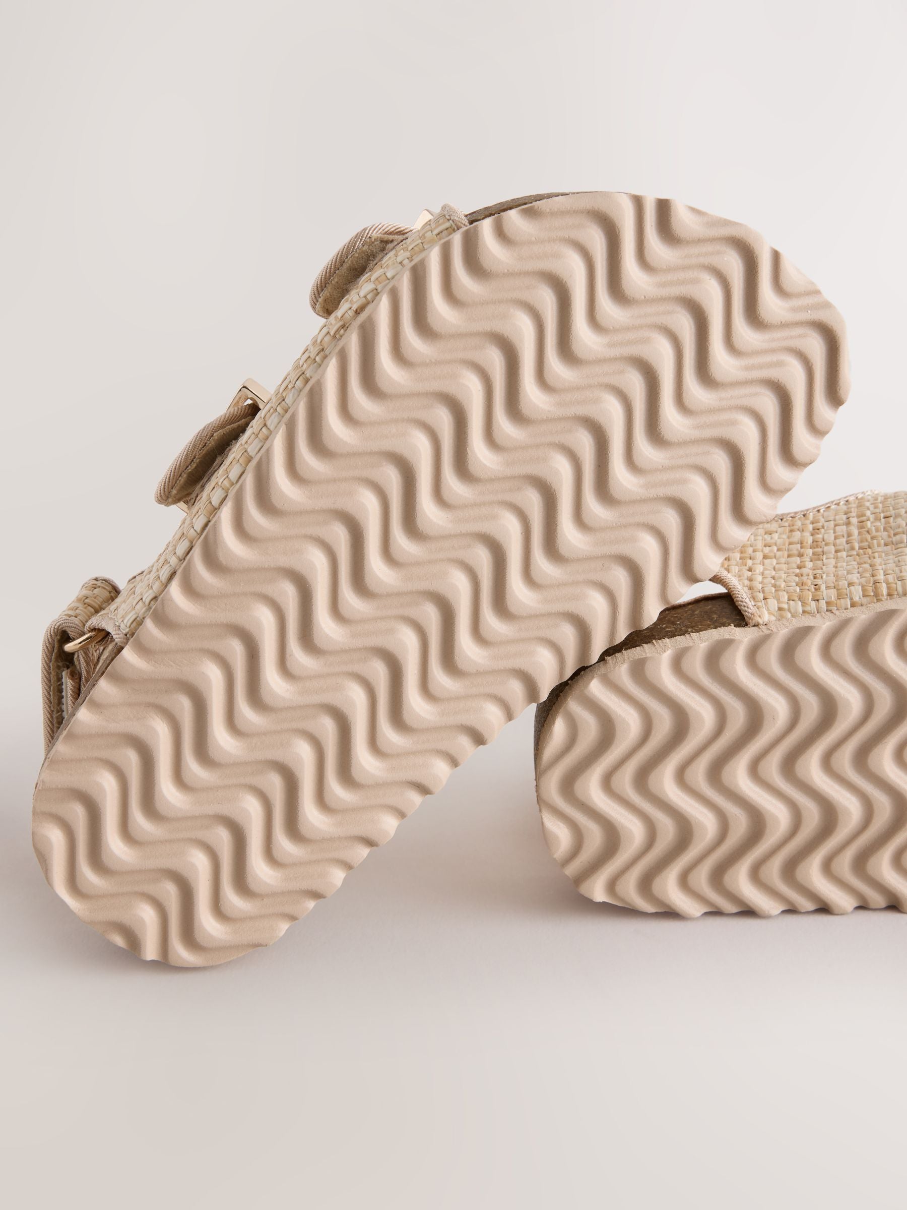 Baker by Ted Baker Natural Raffia Double Buckle Footbed Sandals image 5