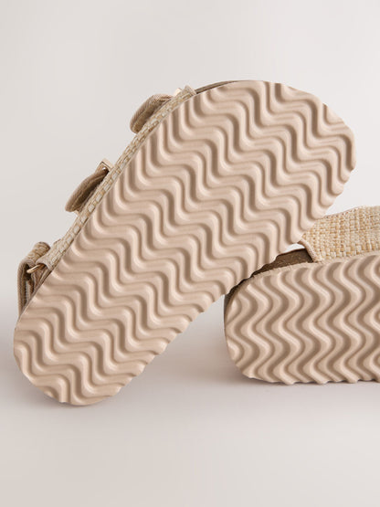 Baker by Ted Baker Natural Raffia Double Buckle Footbed Sandals image 5