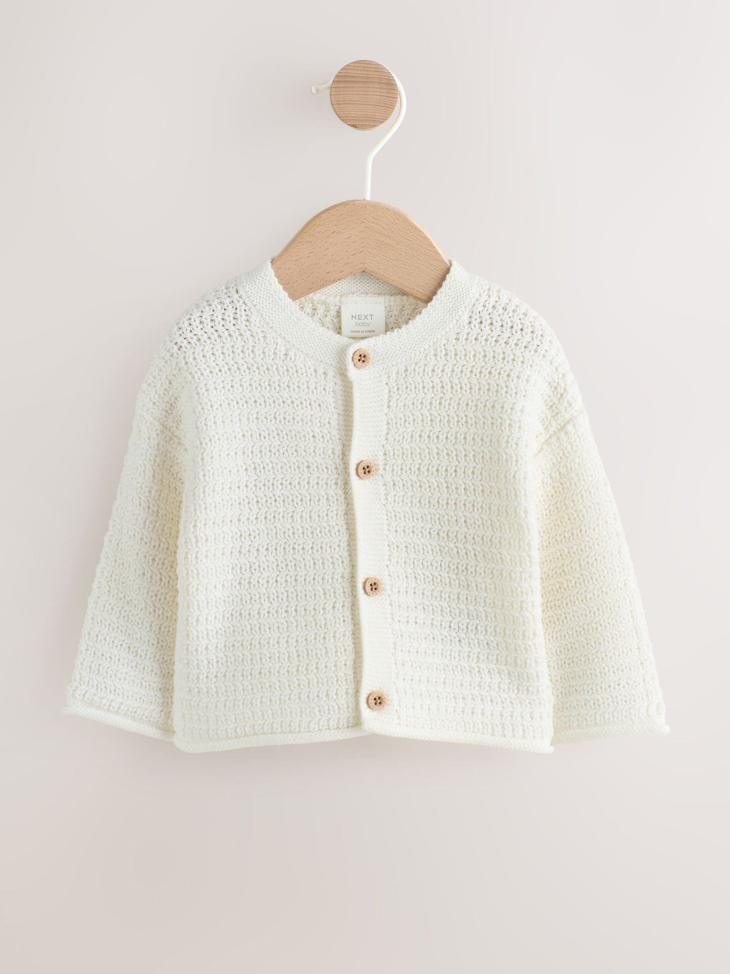 Dsiney Kidz - White Textured Knitted Baby Cardigan image 1