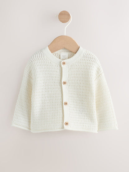 Dsiney Kidz - White Textured Knitted Baby Cardigan image 1