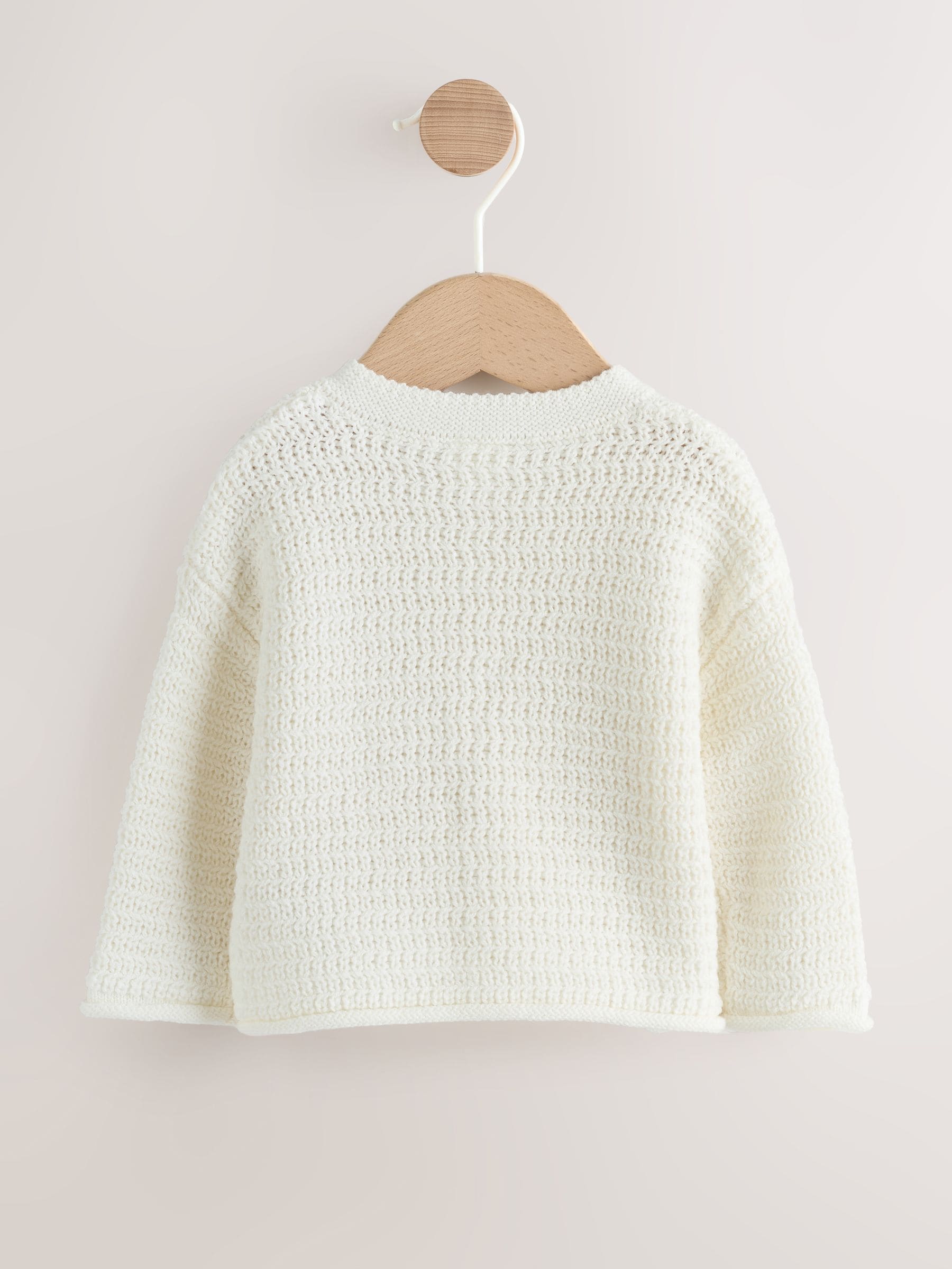 Dsiney Kidz - White Textured Knitted Baby Cardigan image 2