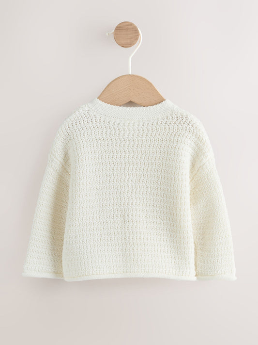 Dsiney Kidz - White Textured Knitted Baby Cardigan image 2