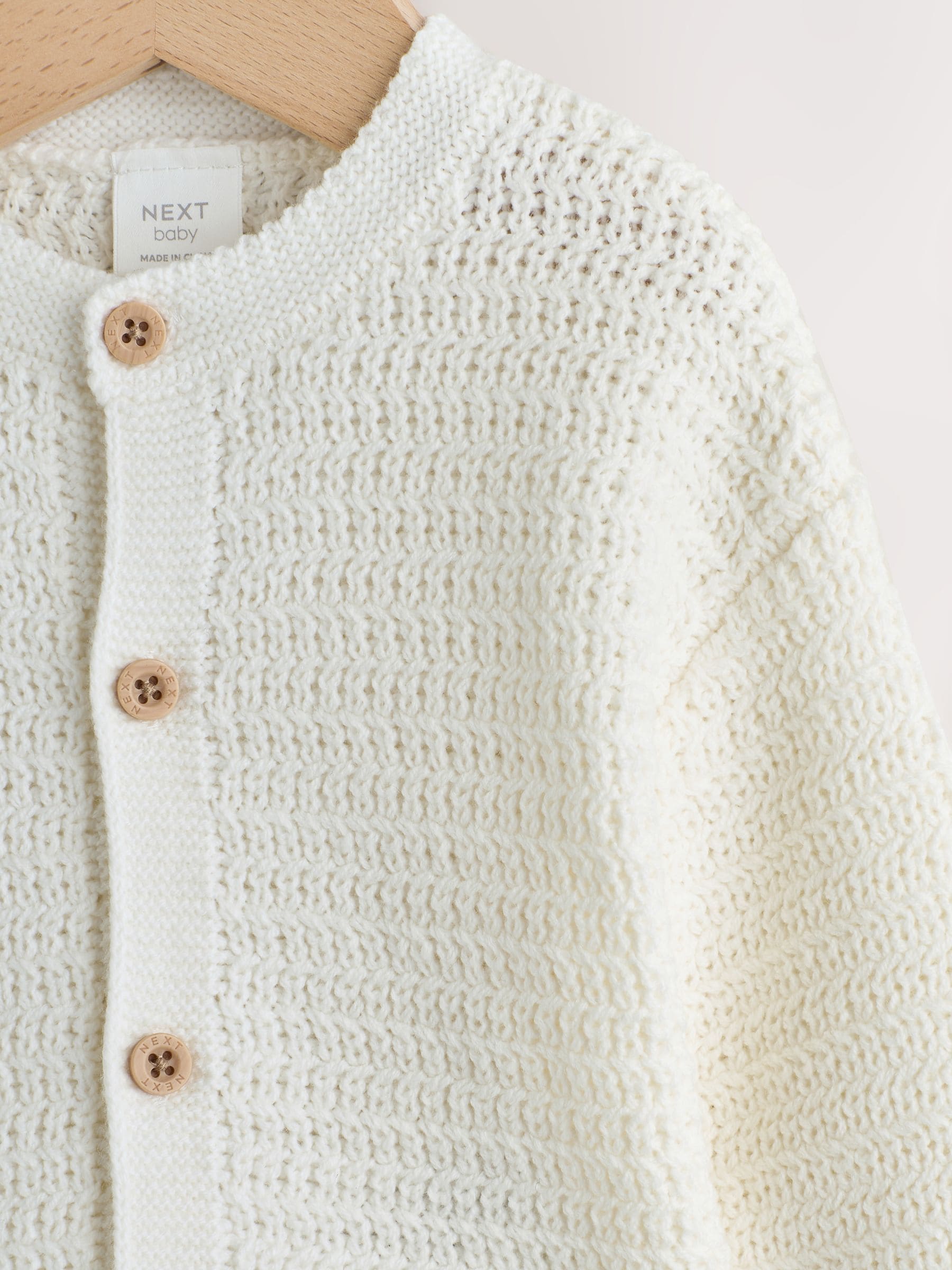 Dsiney Kidz - White Textured Knitted Baby Cardigan image 3