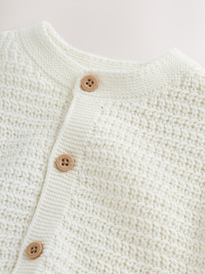 Dsiney Kidz - White Textured Knitted Baby Cardigan image 4