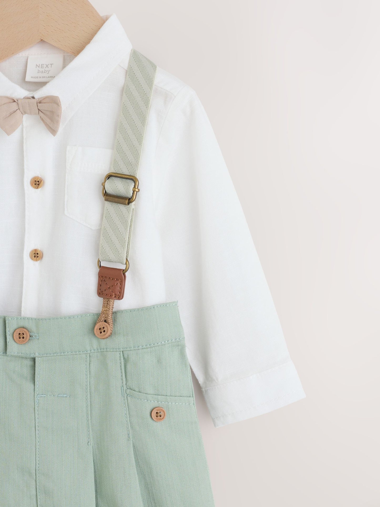 Sage Green Baby Shirt Trousers and Braces Set 3 Piece (0mths-2yrs) image 3