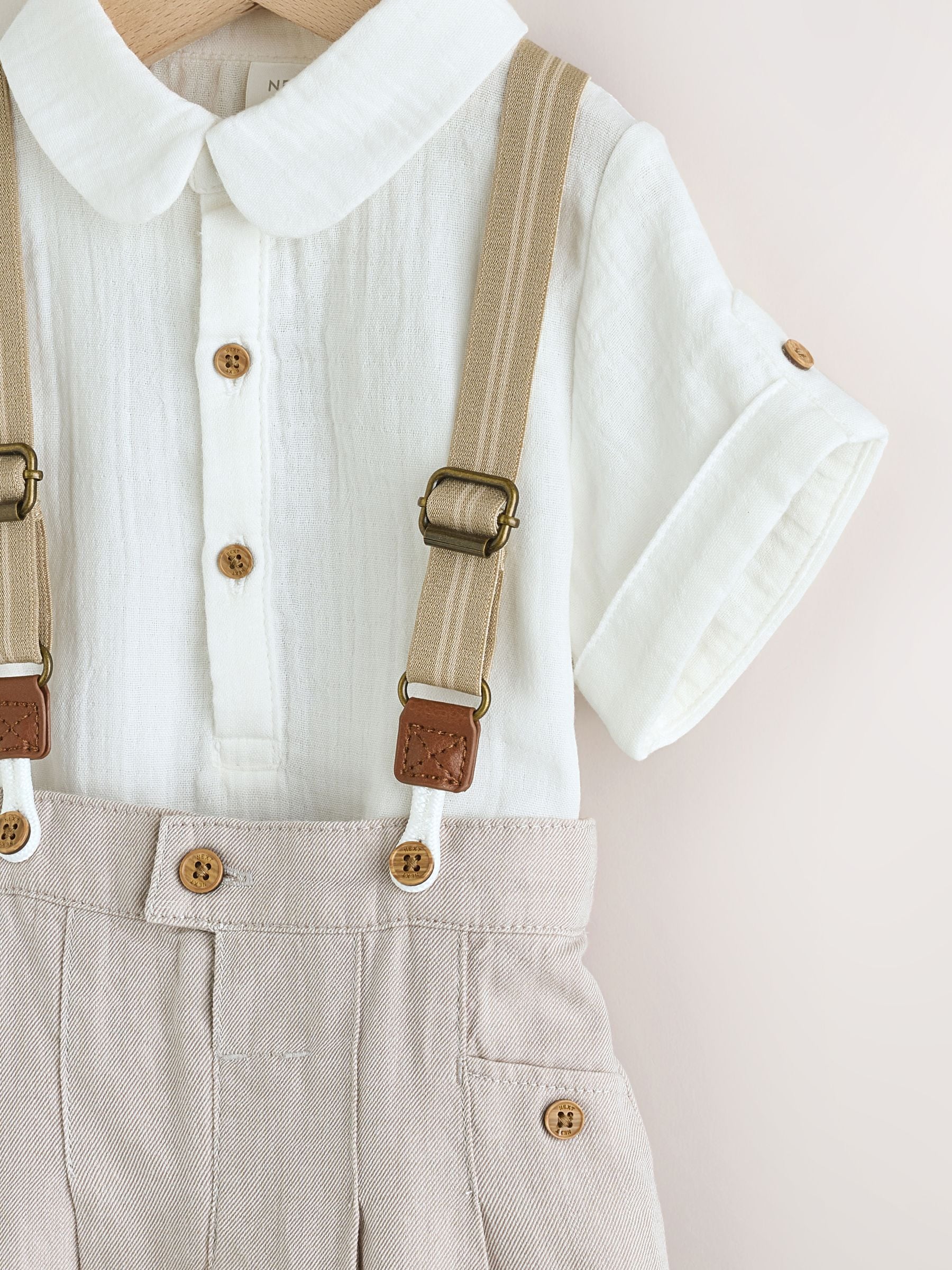 Neutral Baby Shirt Trousers and Braces Set 3 Piece (0mths-2yrs) image 4