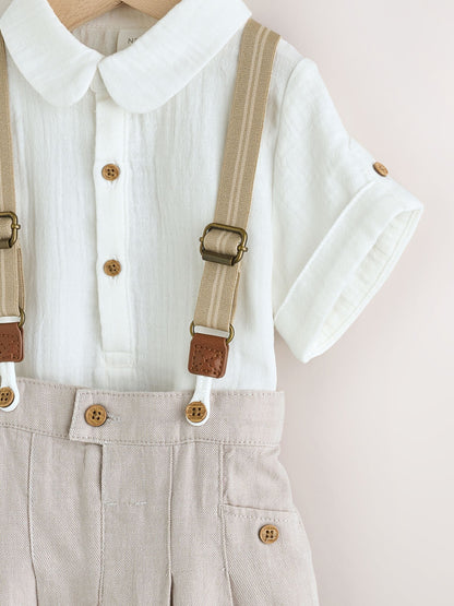 Neutral Baby Shirt Trousers and Braces Set 3 Piece (0mths-2yrs) image 4