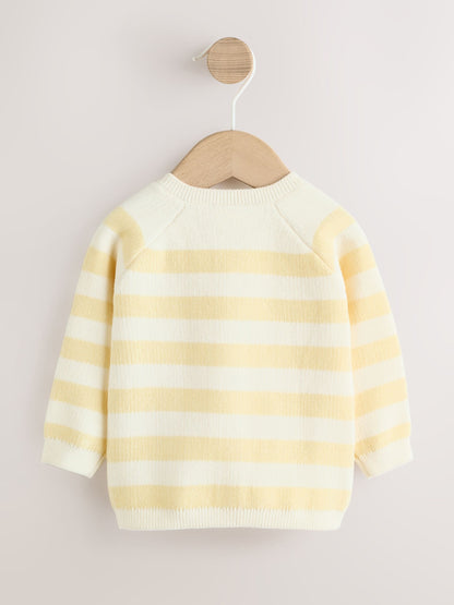 Dsiney Kidz - Yellow Chenille Striped Baby Button Through Cardigan image 2