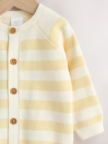 Dsiney Kidz - Yellow Chenille Striped Baby Button Through Cardigan image 4