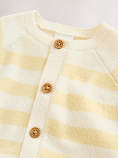Dsiney Kidz - Yellow Chenille Striped Baby Button Through Cardigan image 5
