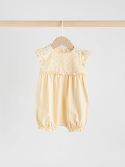Tonal Pink Broderie 3 Pack Baby Rompers image 3