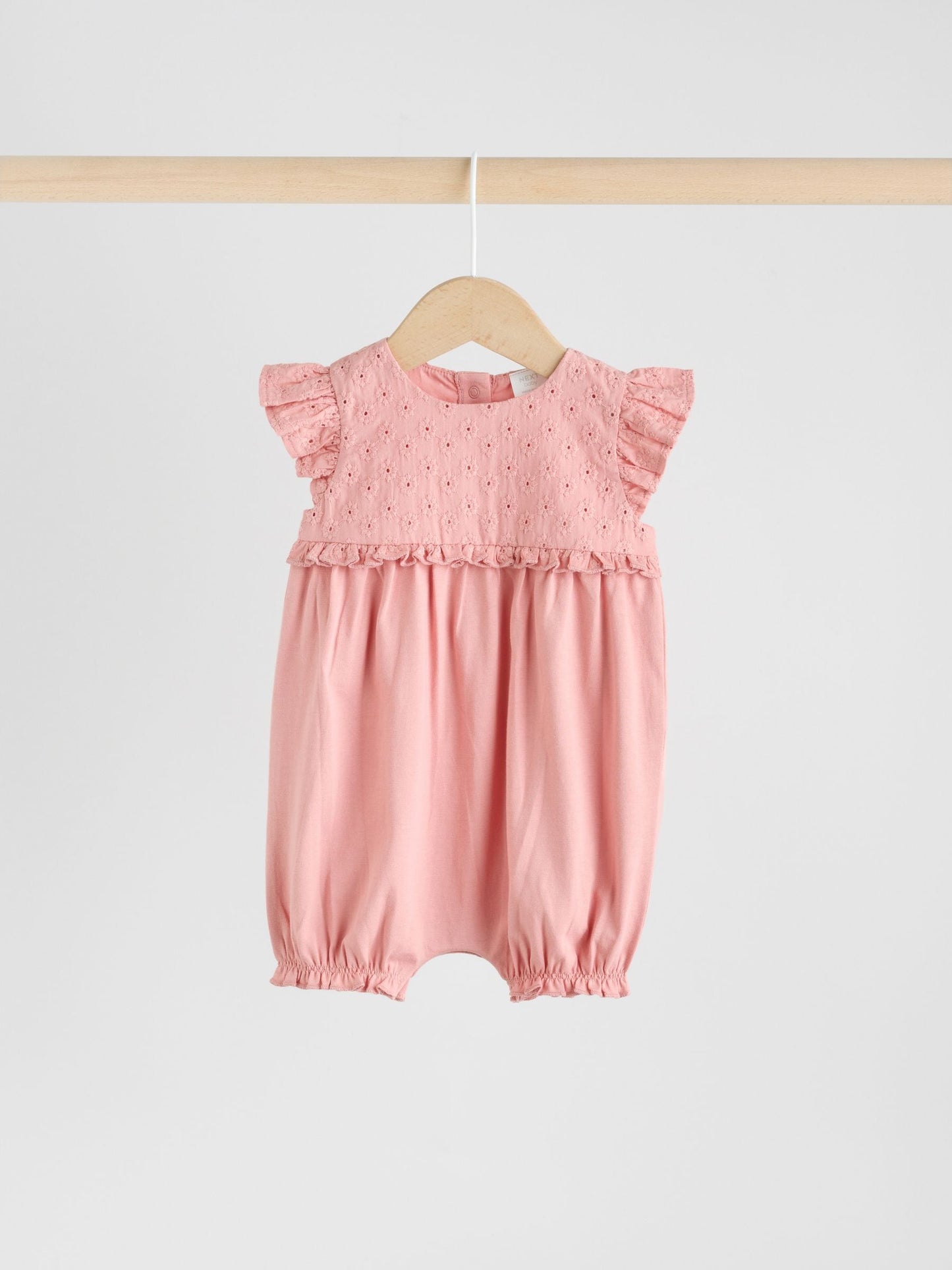 Tonal Pink Broderie 3 Pack Baby Rompers image 4