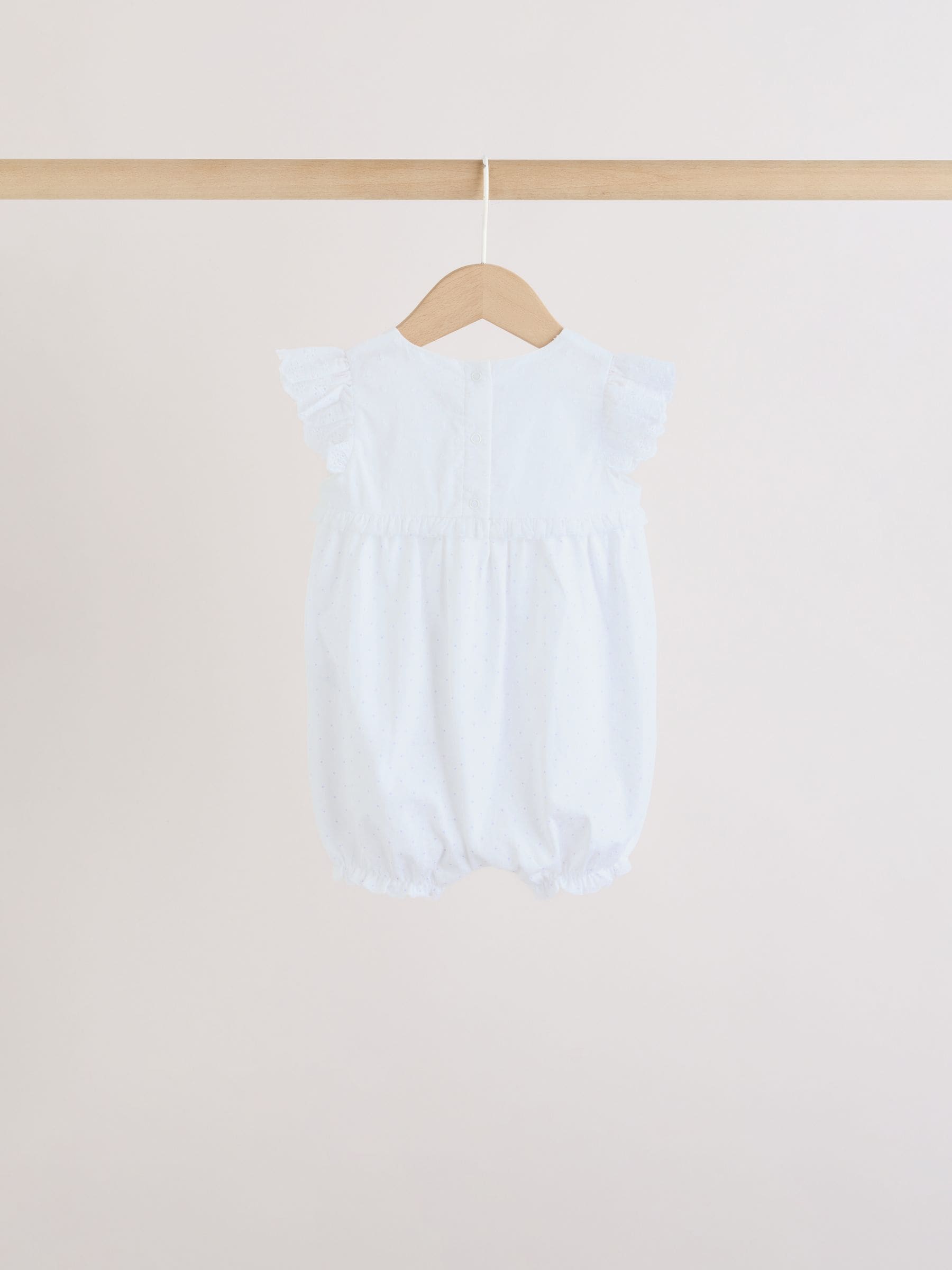 Purple and White Floral Broderie Broderie 3 Pack Baby Rompers image 6