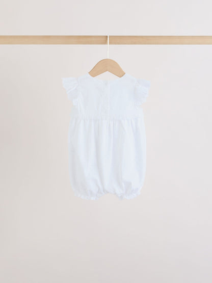 Purple and White Floral Broderie Broderie 3 Pack Baby Rompers image 6
