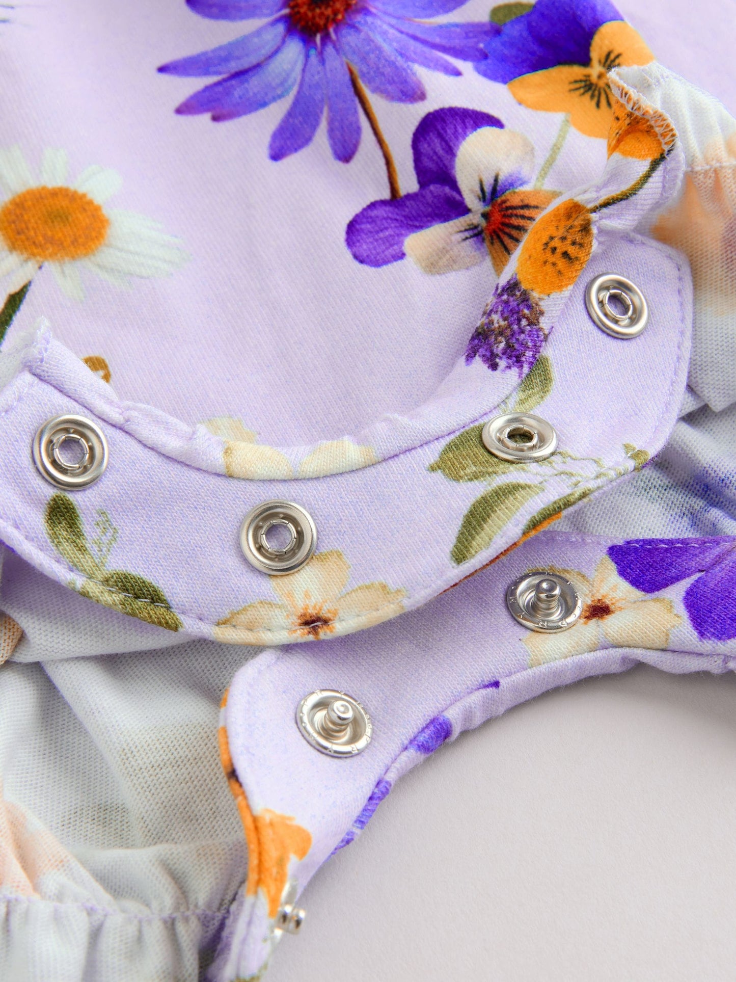 Purple and White Floral Broderie Broderie 3 Pack Baby Rompers image 8