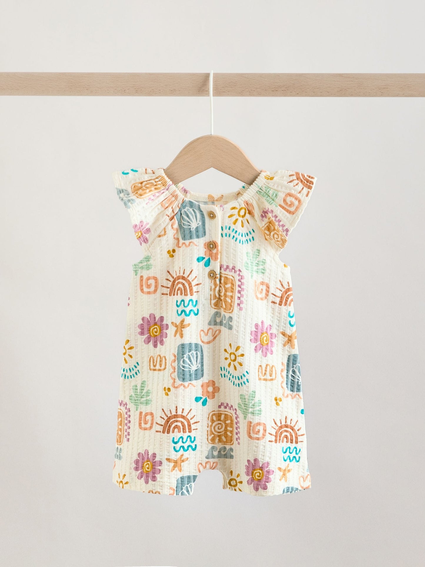 Natural Scandi Printed Jersey Baby Rompers 2 Pack image 3
