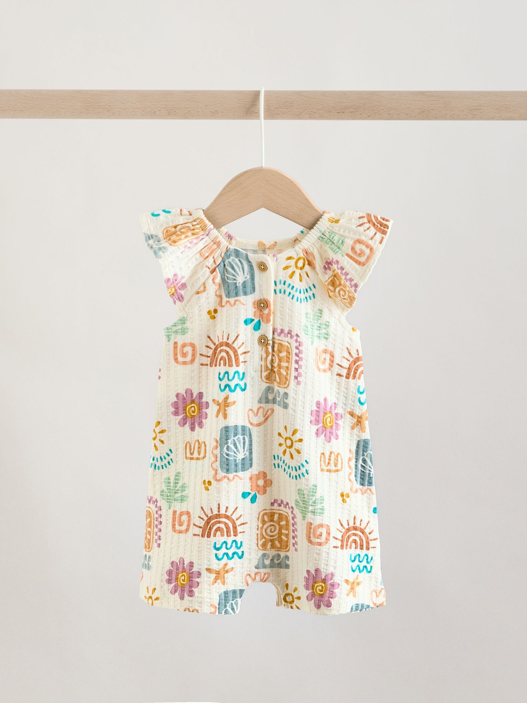 Natural Scandi Printed Jersey Baby Rompers 2 Pack image 3