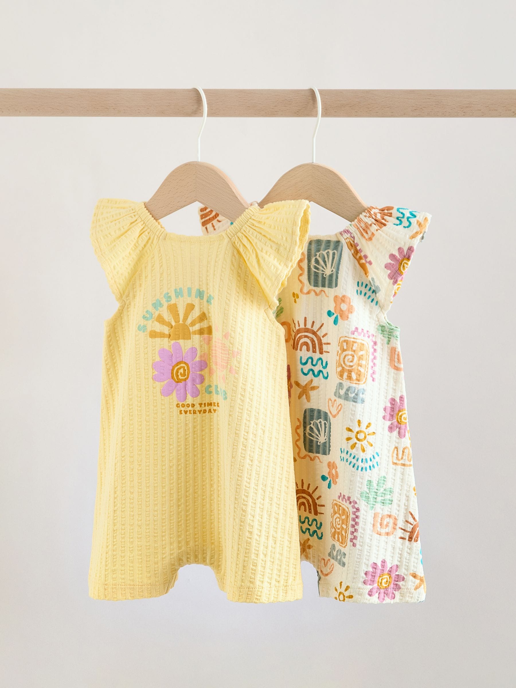 Natural Scandi Printed Jersey Baby Rompers 2 Pack image 4