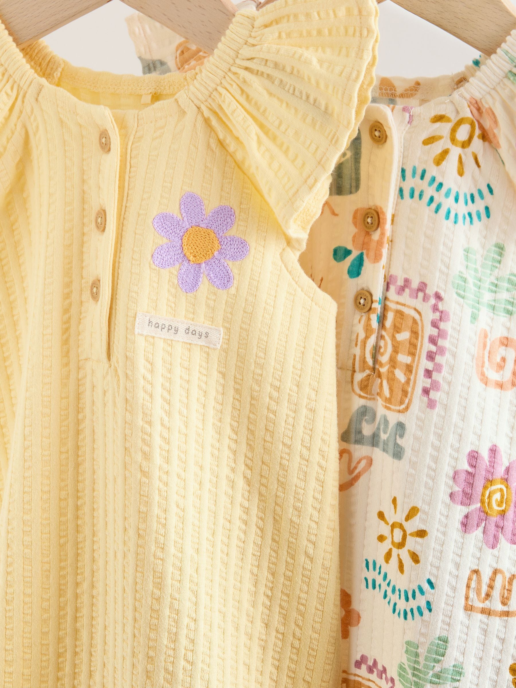 Natural Scandi Printed Jersey Baby Rompers 2 Pack image 6