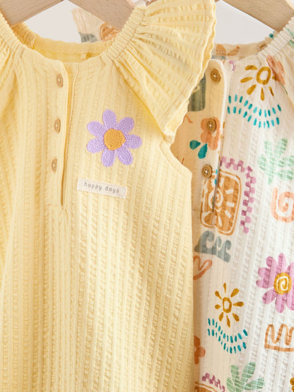 Natural Scandi Printed Jersey Baby Rompers 2 Pack image 6