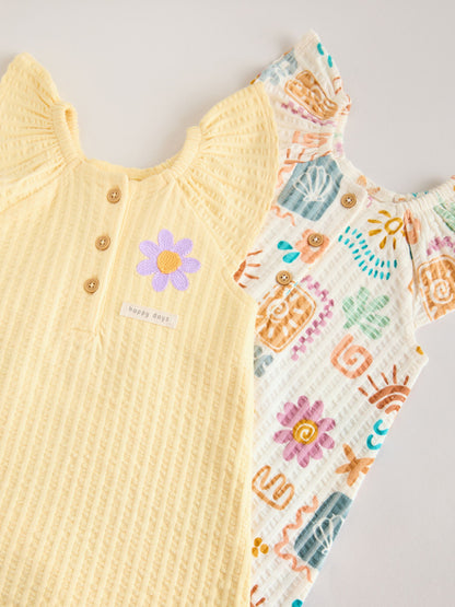 Natural Scandi Printed Jersey Baby Rompers 2 Pack image 7