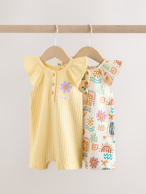 Natural Scandi Printed Jersey Baby Rompers 2 Pack image 1