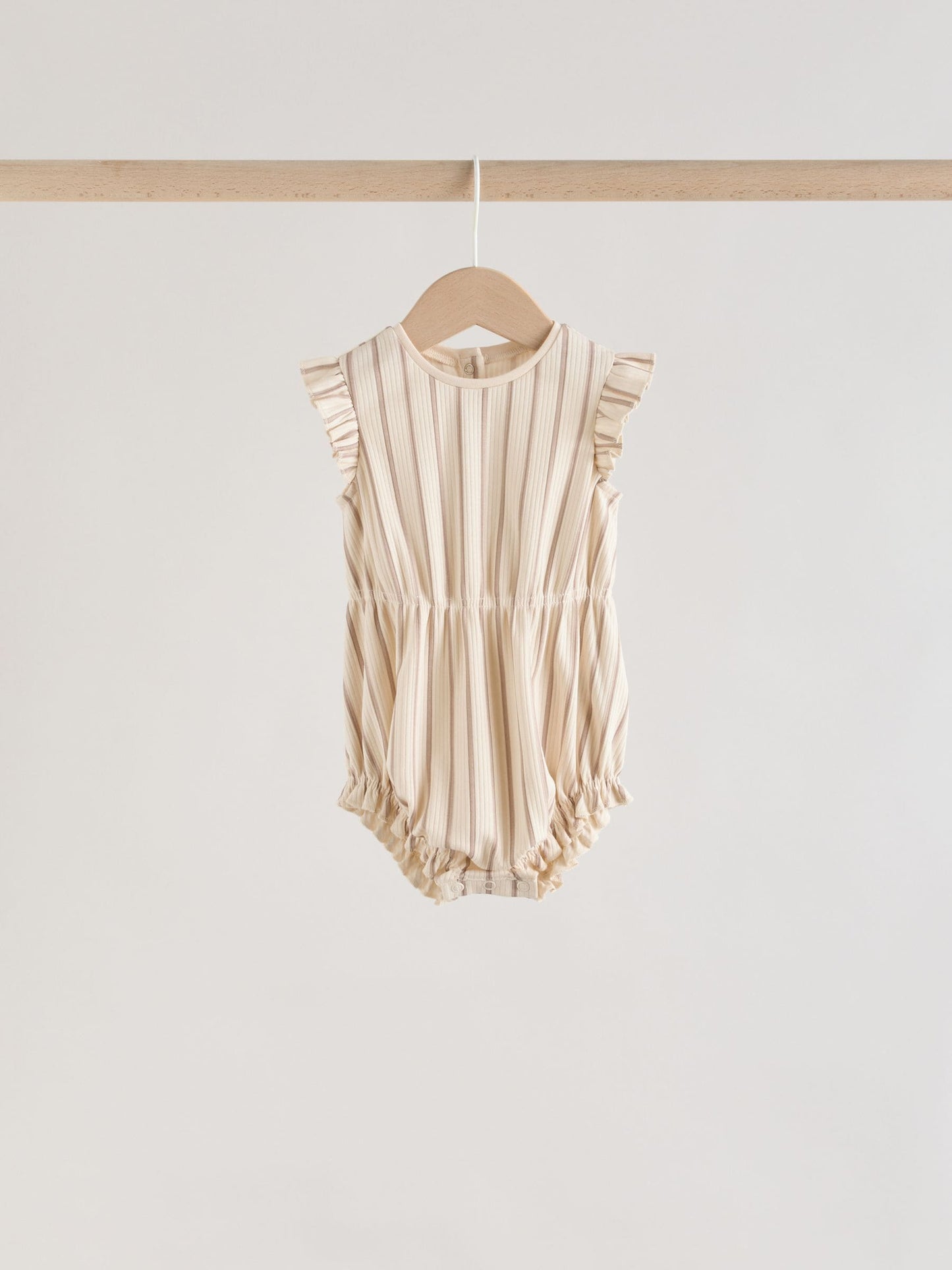 Pink Tonal Spot and Stripe Frill Shoulder Baby Rompers 4 Pack image 4