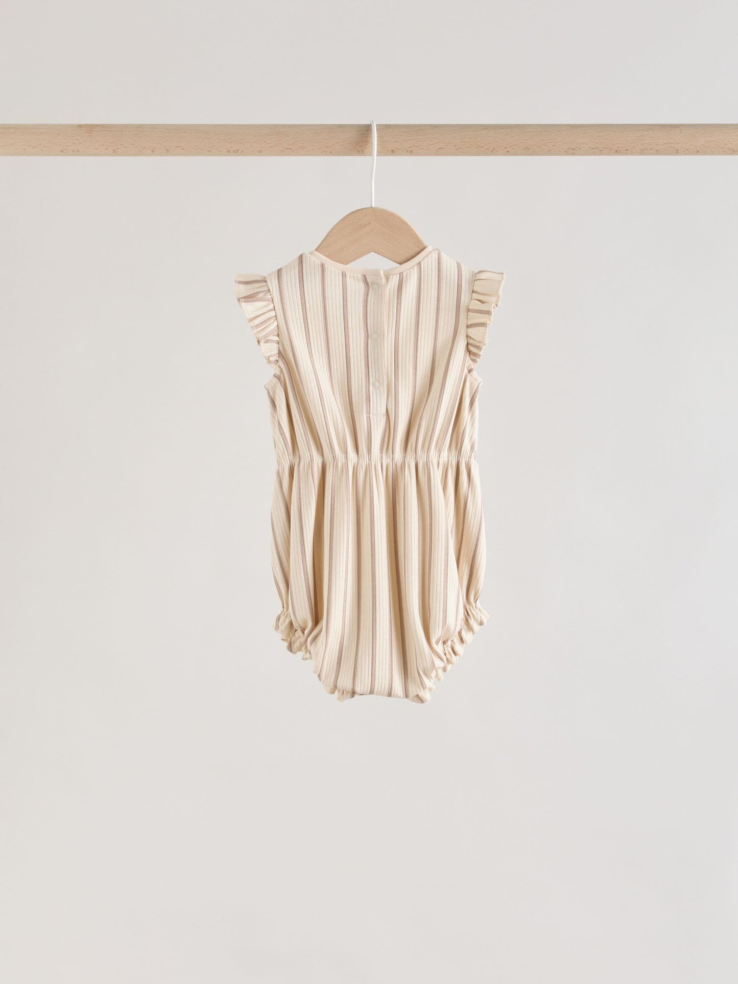Pink Tonal Spot and Stripe Frill Shoulder Baby Rompers 4 Pack image 5