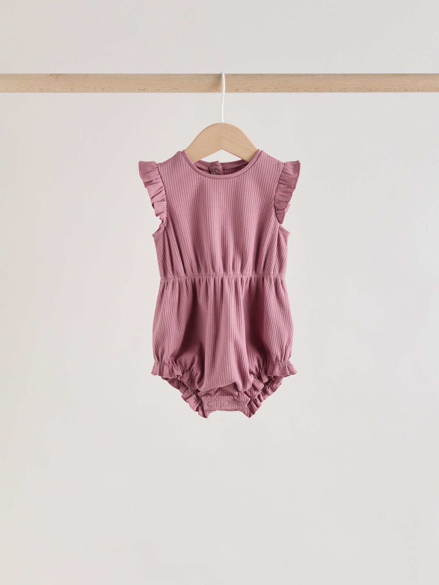 Pink Tonal Spot and Stripe Frill Shoulder Baby Rompers 4 Pack image 8