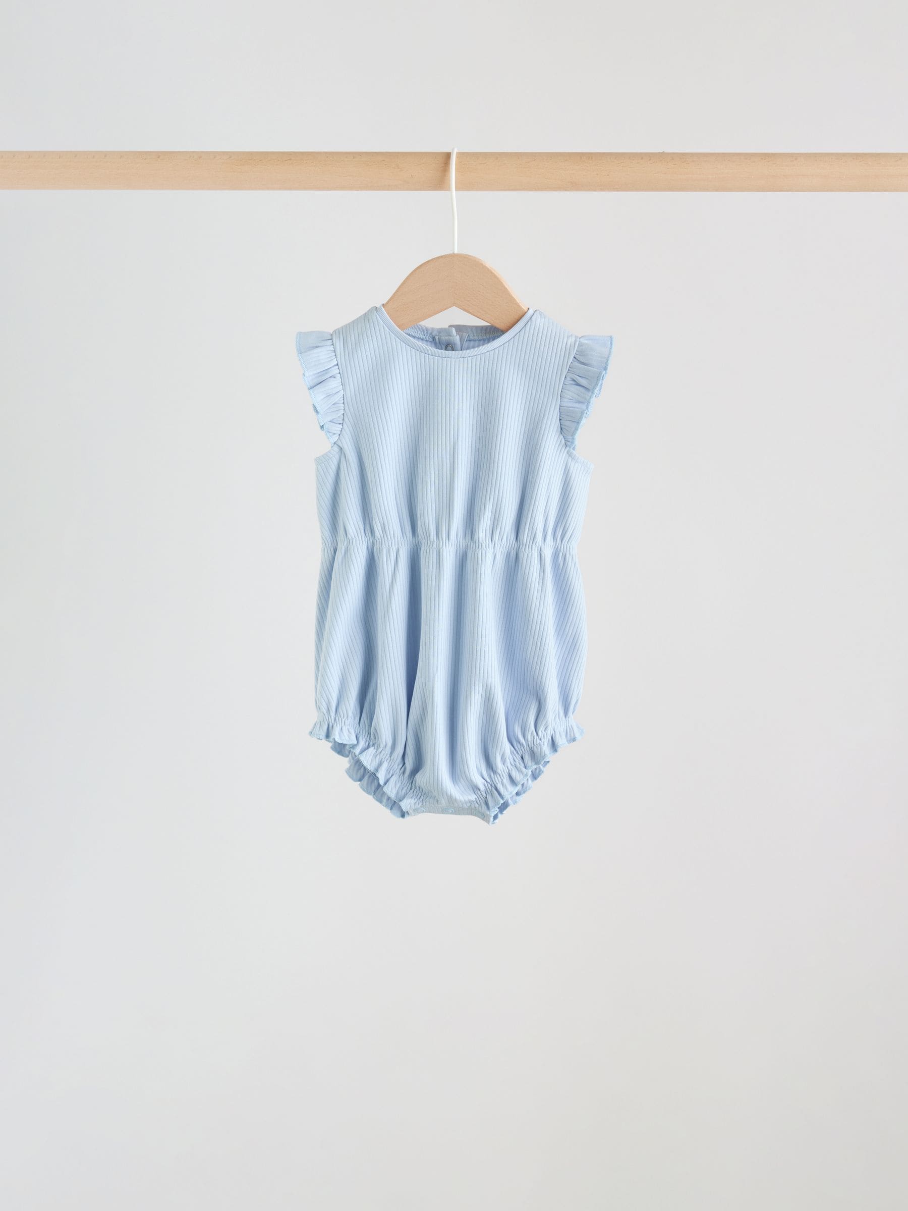 Multi Pastel Stripe Frill Shoulder Baby Rompers 4 Pack image 4