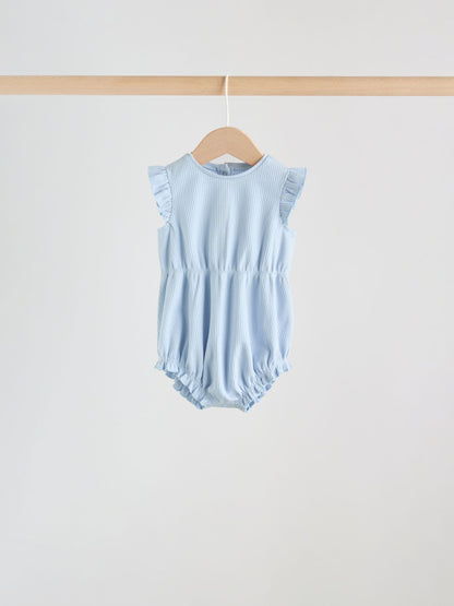 Multi Pastel Stripe Frill Shoulder Baby Rompers 4 Pack image 4