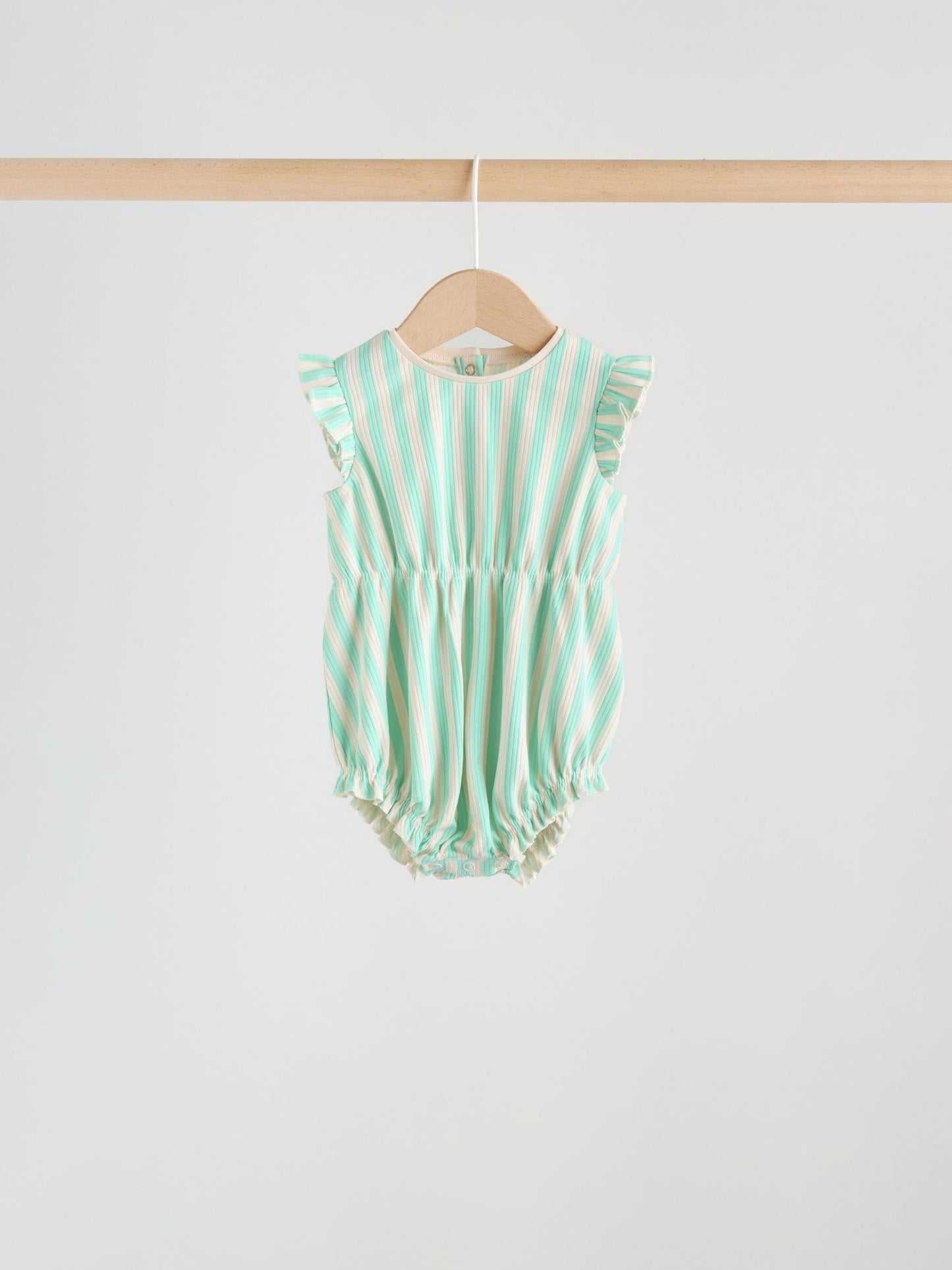 Multi Pastel Stripe Frill Shoulder Baby Rompers 4 Pack image 5