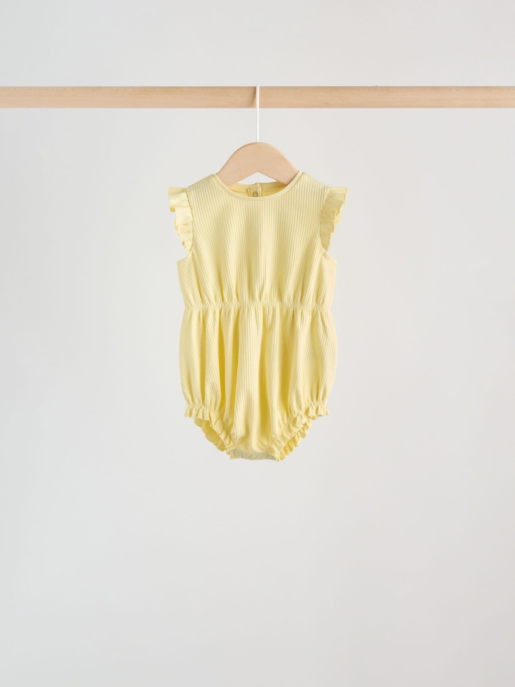 Multi Pastel Stripe Frill Shoulder Baby Rompers 4 Pack image 6
