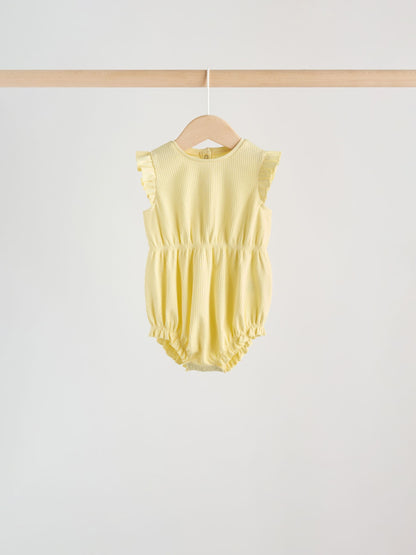Multi Pastel Stripe Frill Shoulder Baby Rompers 4 Pack image 6