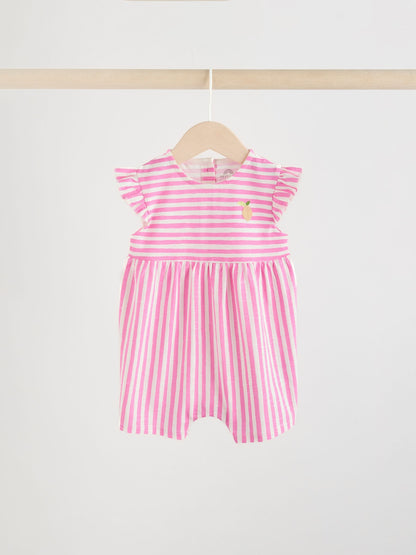 Multi Bright Colour Stripe Baby Rompers 3 Pack image 5