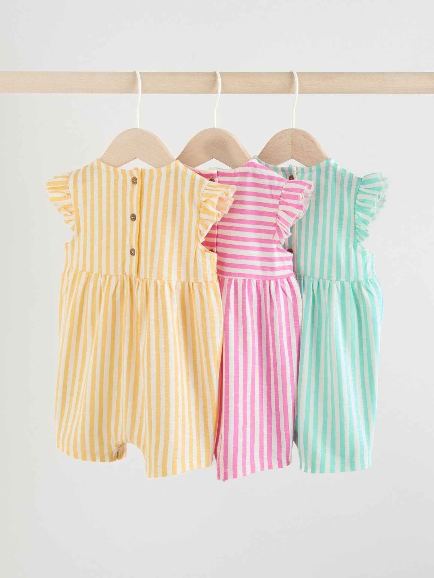 Multi Bright Colour Stripe Baby Rompers 3 Pack image 7