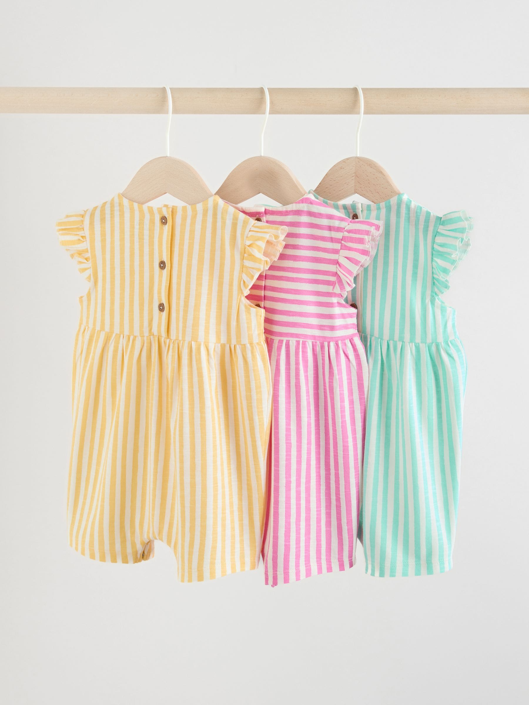 Multi Bright Colour Stripe Baby Rompers 3 Pack image 7