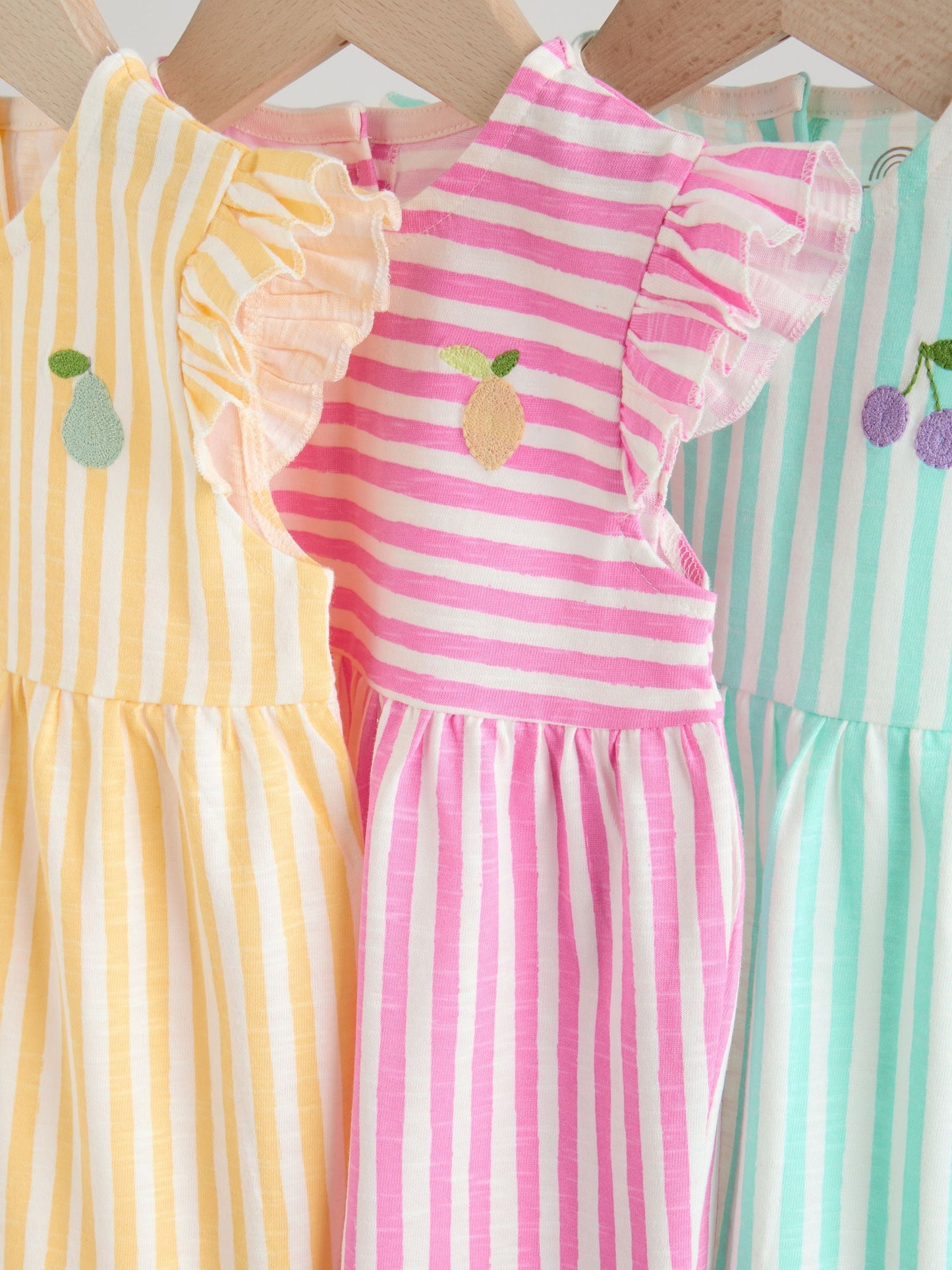 Multi Bright Colour Stripe Baby Rompers 3 Pack image 9