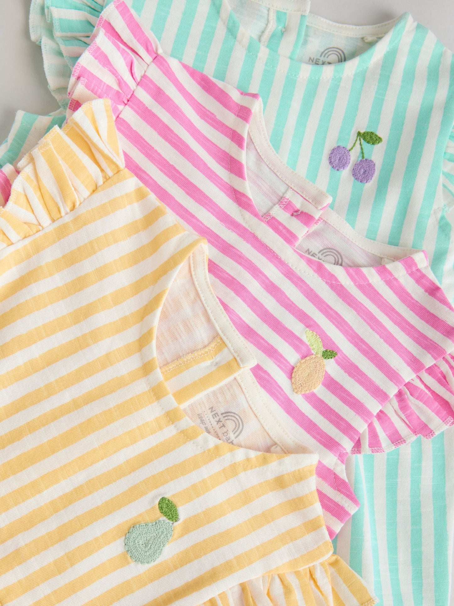 Multi Bright Colour Stripe Baby Rompers 3 Pack image 8