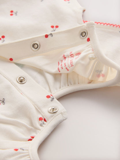 White Cherry Embroidered I love my Mummy Jersey Baby Romper image 7