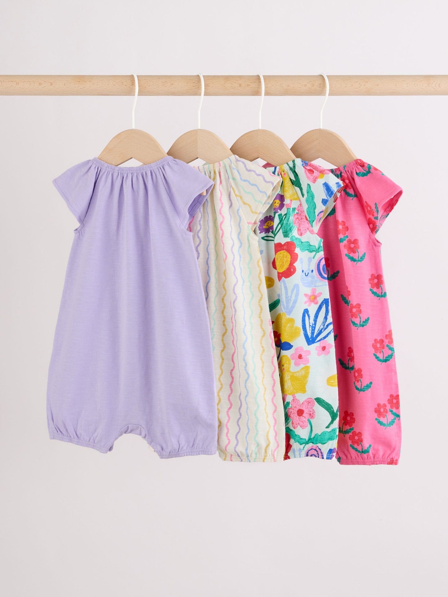 Multi Bright Floral Jersey Baby Rompers 4 Pack image 2