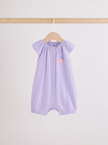 Multi Bright Floral Jersey Baby Rompers 4 Pack image 3